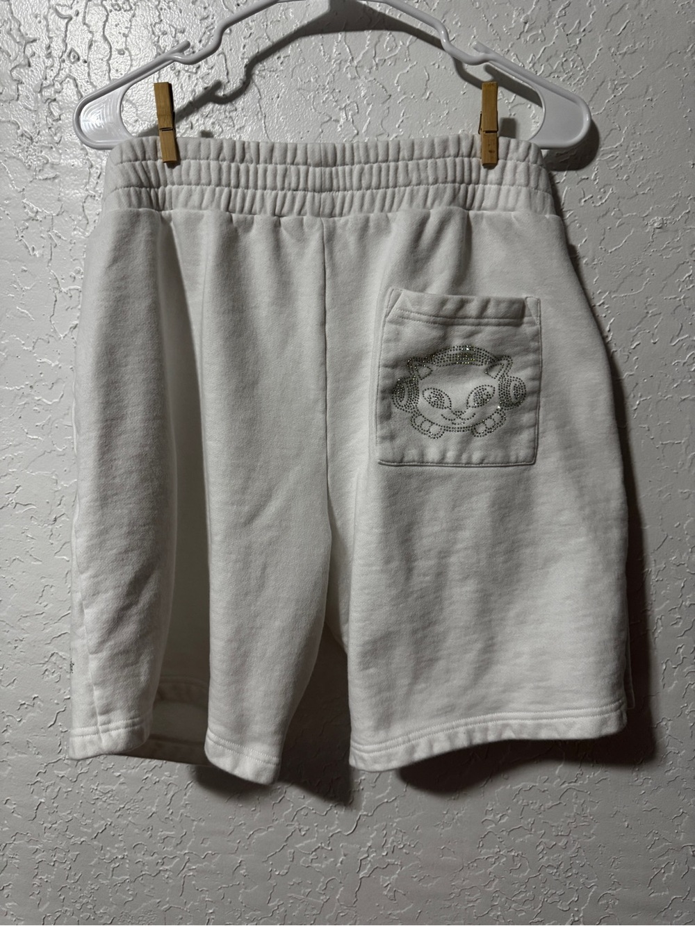 Rip n Dip Kawaii Nerm White Rhinestone Fleece Shorts